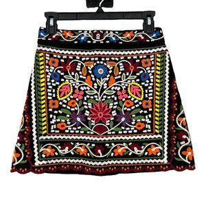 Lulus Dont Stop The Party Embroidered Mini Skirt Black Size Small